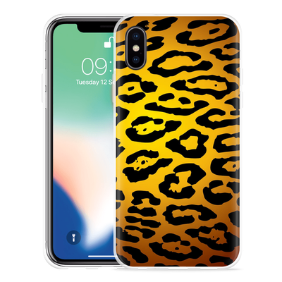 Cazy Hoesje geschikt voor iPhone Xs - Luipaard Goud Zwart