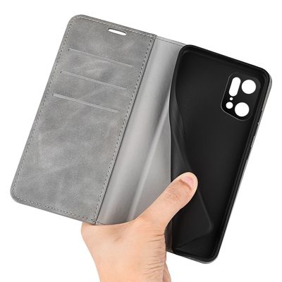 Cazy Wallet Magnetic Hoesje geschikt voor Oppo Find X5 Pro - Grijs