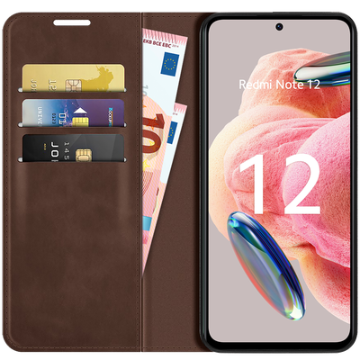 Cazy Wallet Magnetic Hoesje geschikt voor Xiaomi Redmi Note 12 4G - Bruin