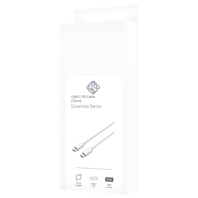 Cazy USB-C naar USB-C Kabel - USB-C Kabel met Snellaadfunctie - geschikt voor Samsung / Samsung Oplaadkabel - 75cm - Wit 