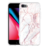 Hoesje geschikt voor iPhone 8 - White Pink Marble