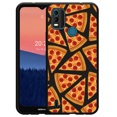 Cazy Hoesje Zwart geschikt voor Nokia C21 Plus - Pizza Party