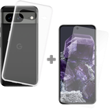 Soft TPU Hoesje + Tempered Glas Screenprotector geschikt voor Google Pixel 8 - Transparant