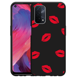 Hoesje Zwart geschikt voor Oppo A74 5G - Red Kisses