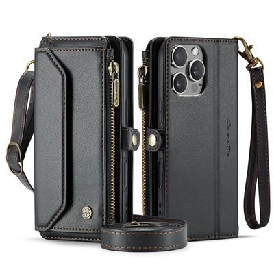 Caseme Case iPhone 16 Pro Max - Crossbody Wallet Case - Black