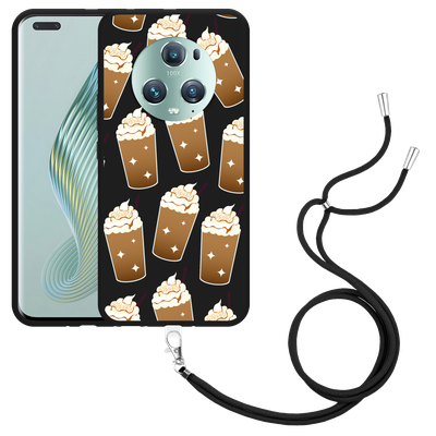 Cazy Hoesje met koord Zwart geschikt voor Honor Magic5 Pro Frappuccino's