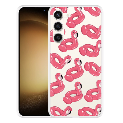 Cazy Hoesje geschikt voor Samsung Galaxy S23+ Inflatable Flamingos