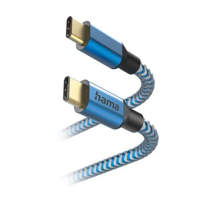 Hama Reflective USB-C naar USB-C Kabel - 150cm - Blauw