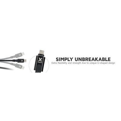 Xtorm USB-C naar USB-C Kabel - 90 graden Haaks - 150cm - Zwart