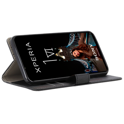 Cazy Hoesje geschikt voor Sony Xperia 1 VI - Bookcase Classic met Pasjeshouder - Zwart