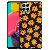 Hoesje Zwart geschikt voor Samsung Galaxy M53 - Oranje Bloemen
