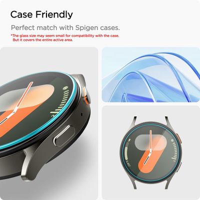 Spigen Screenprotector geschikt voor Samsung Galaxy Watch7 40mm - Tempered Glas met Montage 2 stuks - Transparant