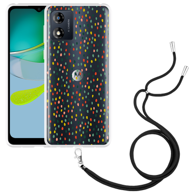 Cazy Hoesje met koord geschikt voor Motorola Moto E13 4G Happy Dots