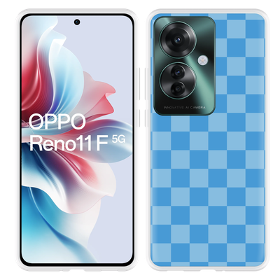 Cazy Hoesje geschikt voor Oppo Reno11 F Blauw Dambordpatroon