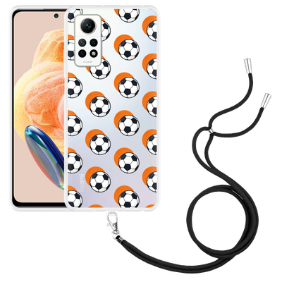 Cazy Hoesje met koord geschikt voor Xiaomi Redmi Note 12 Pro 4G Soccer Ball Orange