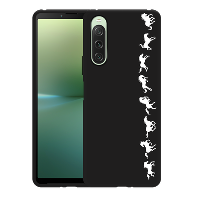 Cazy Hoesje Zwart geschikt voor Sony Xperia 10 V Horses in Motion - Wit