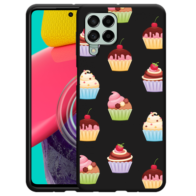 Cazy Hoesje Zwart geschikt voor Samsung Galaxy M53 - Cupcakes