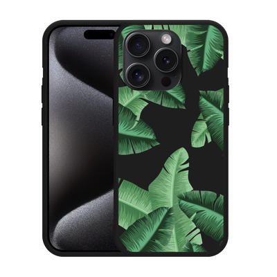 Cazy Hoesje Zwart geschikt voor iPhone 15 Pro Palm Leaves