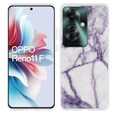 Hoesje geschikt voor Oppo Reno11 F Wit Paars Marmer