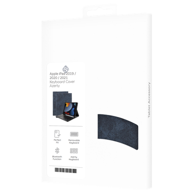 Cazy Vintage Hoes met Toetsenbord AZERTY - geschikt voor iPad 2021 (9th Gen)/2020 (8th Gen)/iPad 2019 (7th Gen) - Blauw