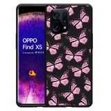 Hoesje Zwart geschikt voor Oppo Find X5 - Roze Vlinders
