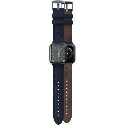 Njord Collections Zalm Leder Smartwatchband geschikt voor Apple Watch 44mm/45mm/Ultra - Blauw