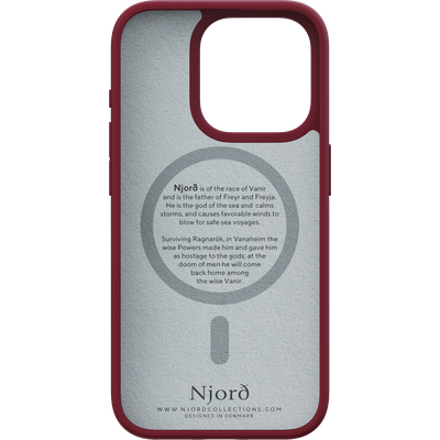 Njord Collections Suede Comfort+ Hoesje geschikt voor iPhone 15 Pro - 2M valbescherming - Gerecycled / Duurzaam materiaal - Rood