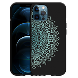 Hoesje Zwart geschikt voor iPhone 12 Pro Max - Turqoise Mandala