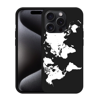 Cazy Hoesje Zwart geschikt voor iPhone 15 Pro Max World Map