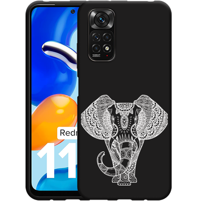 Cazy Hoesje Zwart geschikt voor Xiaomi Redmi Note 11/11S - Mandala Elephant