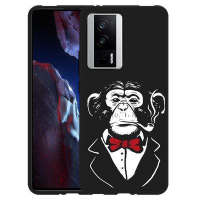 Cazy Hoesje Zwart geschikt voor Poco F5 Pro Smoking Chimp