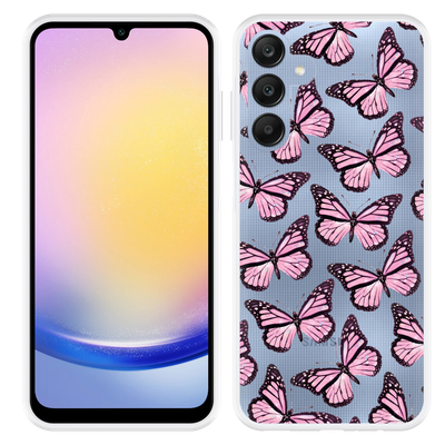 Cazy Hoesje geschikt voor Samsung Galaxy A25 Roze Vlinders