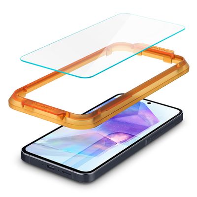 Spigen Screenprotector geschikt voor Samsung Galaxy A55 - Tempered Glas met Montage 2 stuks - Transparant