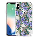 Hoesje geschikt voor iPhone X - Purple Flowers