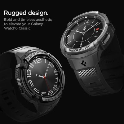 Samsung Galaxy Watch6 Classic 43mm Hoesje - Spigen Rugged Armor Pro Case - Zwart