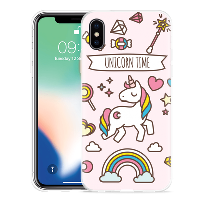 Cazy Hoesje geschikt voor iPhone X - Unicorn Time
