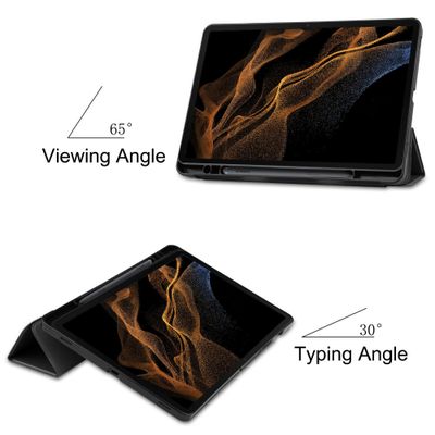 Cazy TriFold Hoes met Penhouder geschikt voor Samsung Galaxy Tab S8 Ultra - Zwart