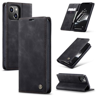 CASEME iPhone 15 Retro Wallet Case - Black