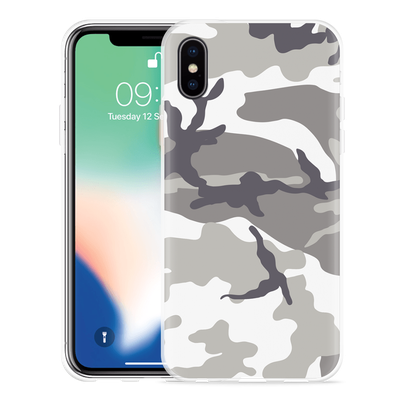 Cazy Hoesje geschikt voor iPhone X - Camouflage Grey