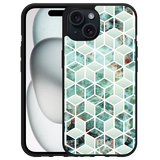 Hardcase Hoesje geschikt voor iPhone15 Groen Hexagon Marmer