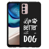 Hoesje Zwart geschikt voor Motorola Moto G42 - Life Is Better With a Dog Wit