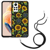 Hoesje met koord Zwart geschikt voor Xiaomi Redmi Note 12 Pro 4G Sunflowers