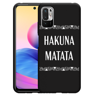 Cazy Hoesje Zwart geschikt voor Xiaomi Redmi Note 10 5G - Hakuna Matata white