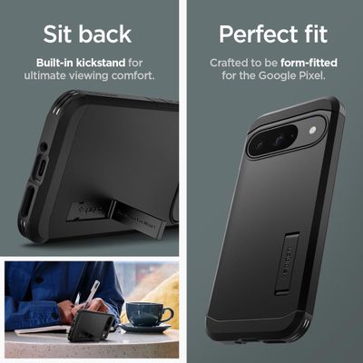 Spigen Hoesje geschikt voor Google Pixel 9 / 9 Pro - Tough Armor - Zwart