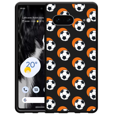 Cazy Hoesje Zwart geschikt voor Google Pixel 7 - Soccer Ball Orange