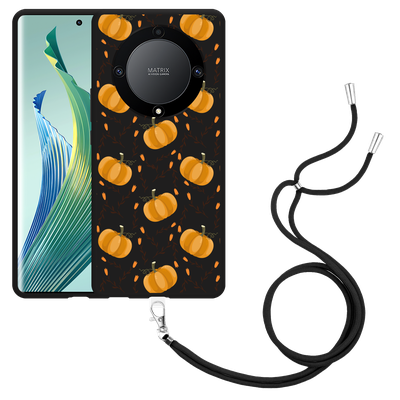 Cazy Hoesje met koord Zwart geschikt voor Honor Magic5 Lite Pumpkins