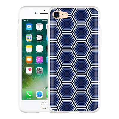 Cazy Hoesje geschikt voor iPhone 7 - Blauwe Hexagons