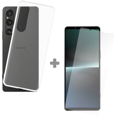 Cazy Soft TPU Hoesje + Tempered Glass Protector geschikt voor Sony Xperia 1 V - Transparant