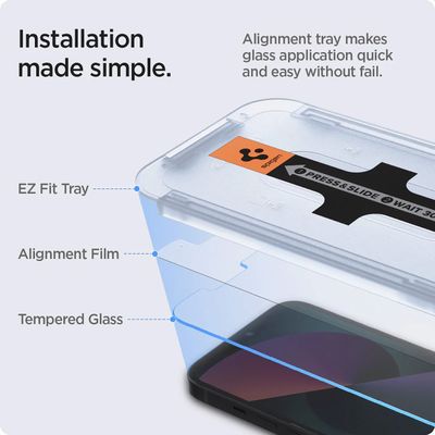 Screen Protector geschikt voor iPhone 13/13 Pro/iPhone 14 Spigen Glass Montage Frame EZ FIT 2 Pack