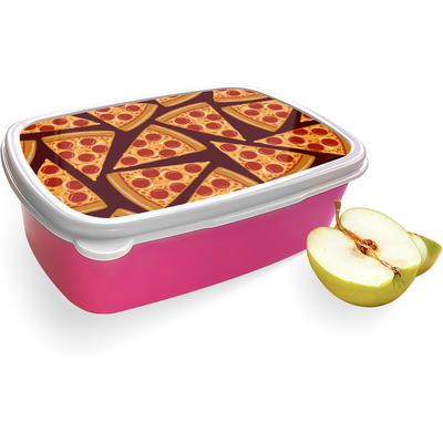 Broodtrommel Roze met Pizza Party Design
